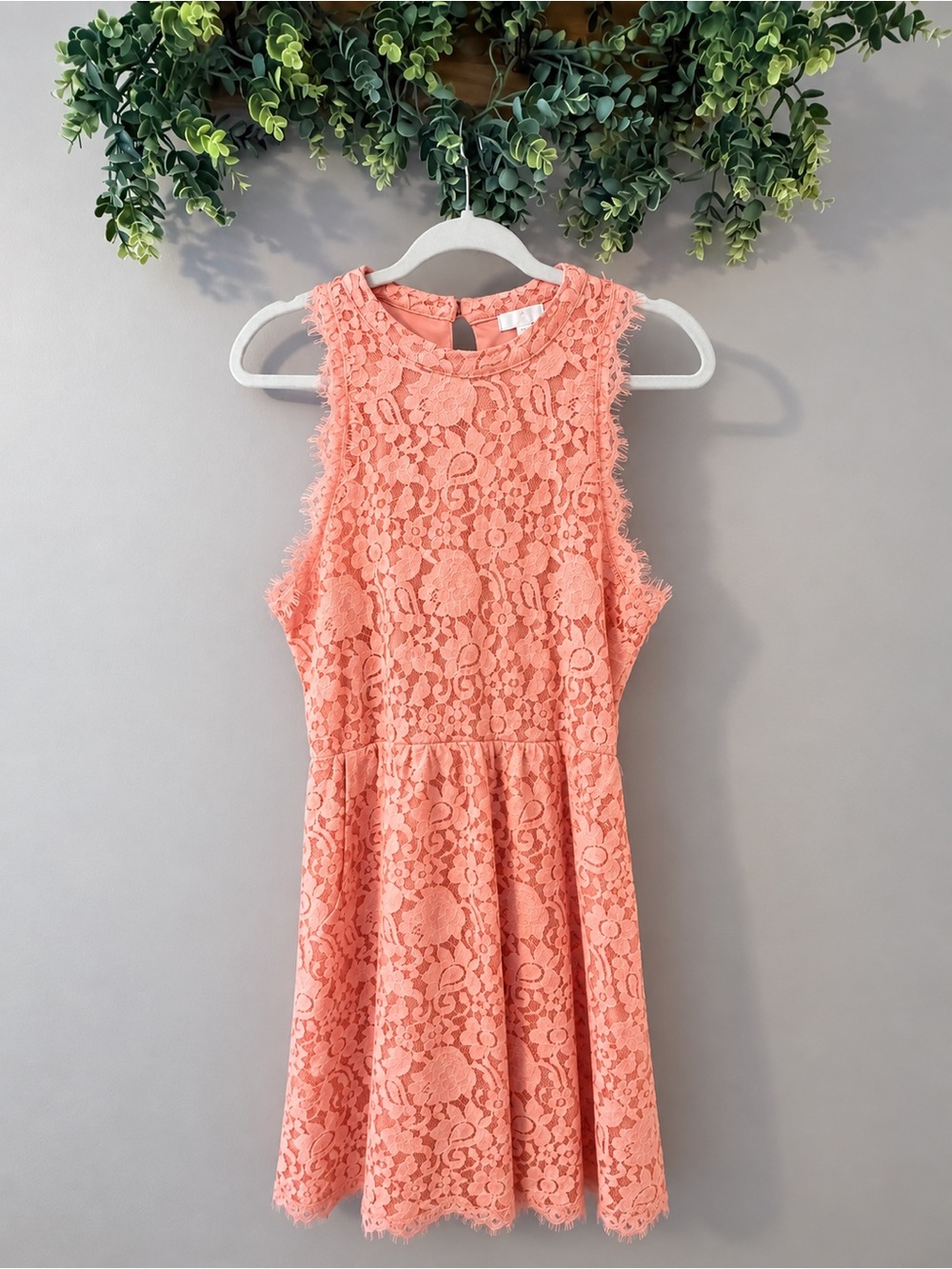 Coral Floral Lace Sleeveless Dress Size XL